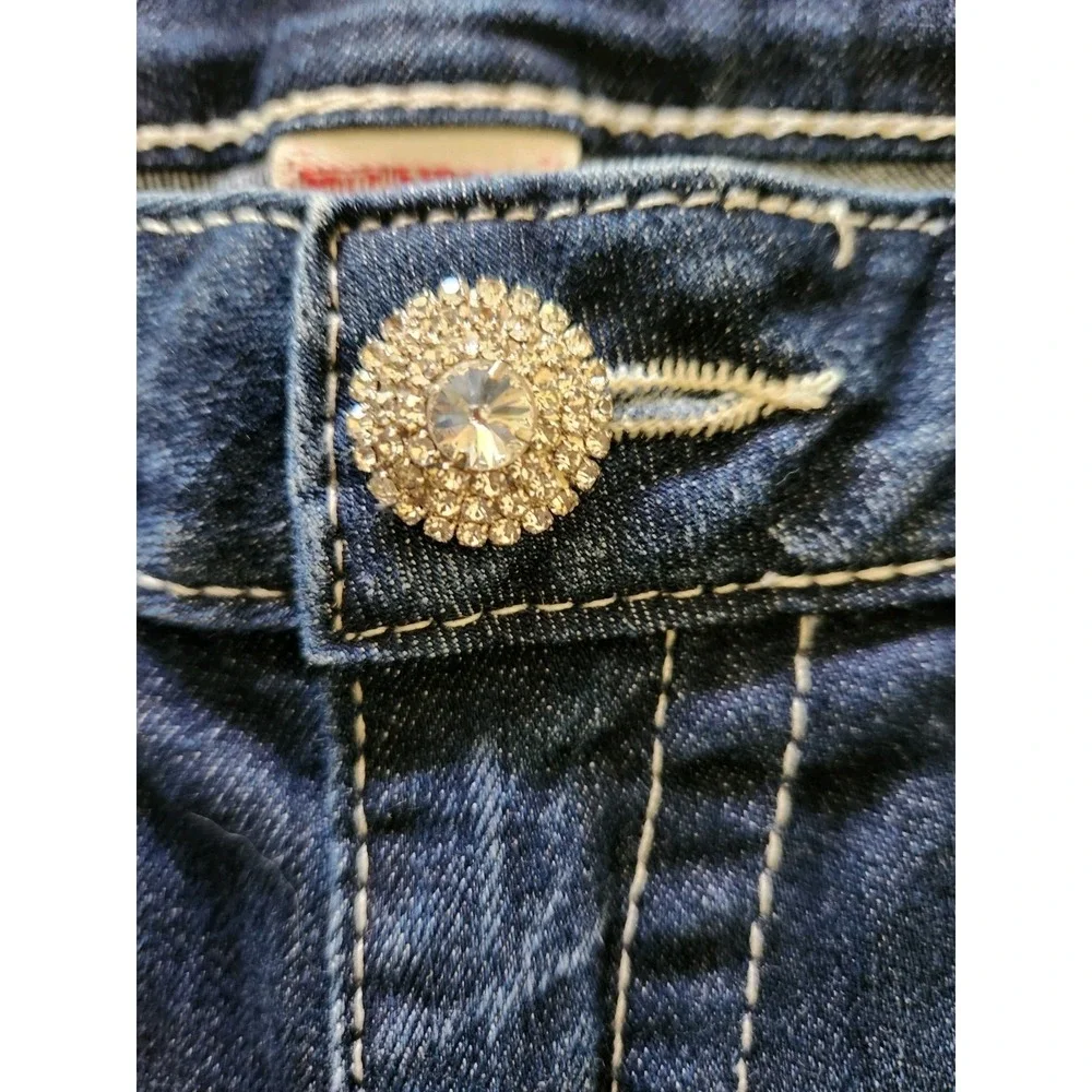 True Religion World Tour Womens Bootcut Blue Jeans‎ Pants Low-rise Rhinestone 32